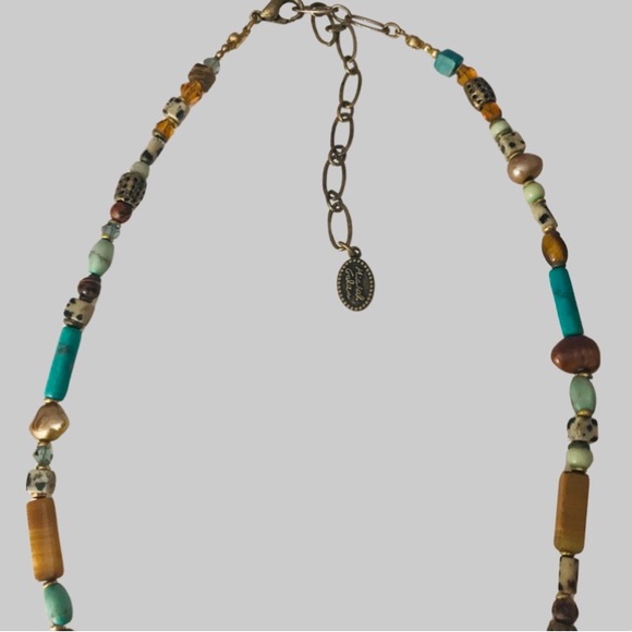 Vintage Michal Golan Cross Necklace Turquoise,Tiger Eye Gemstone Mosaic - Picture 7 of 9